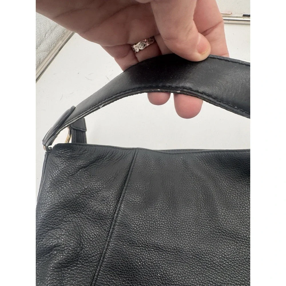 Michael Kors Evie Large Hobo Shoulder Slouch Bag Black Pebbled Leather Purse Poc